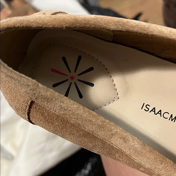 Isaac Mizrahi Tan Suede Loafers with Gold Bow Accent - Picture 3 of 9